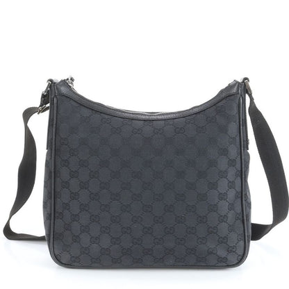 Gucci GG Canvas 114272 Leather Shoulder Bag Crossbody Messenger Black Fashionabl