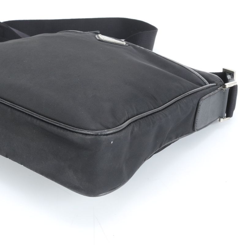 Prada Tessuto Nylon Triangle Logo Leather Shoulder Bag Crossbody Messenger