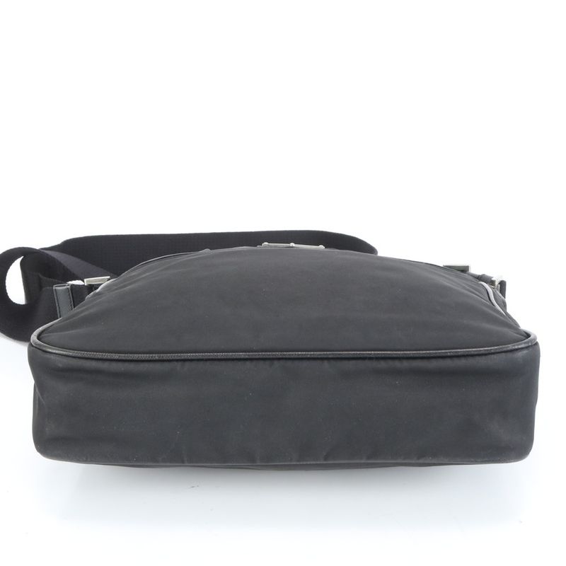 Prada Tessuto Nylon Triangle Logo Leather Shoulder Bag Crossbody Messenger