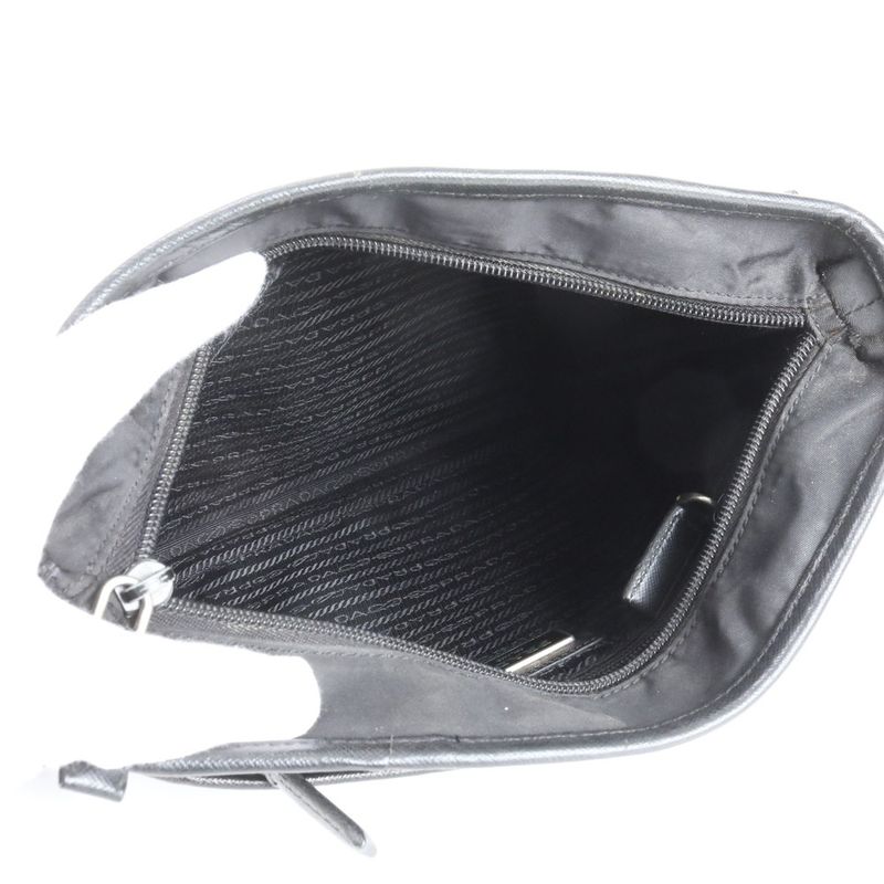 Prada Tessuto Nylon Triangle Logo Leather Shoulder Bag Crossbody Messenger