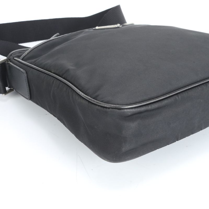 Prada Tessuto Nylon Triangle Logo Leather Shoulder Bag Crossbody Messenger