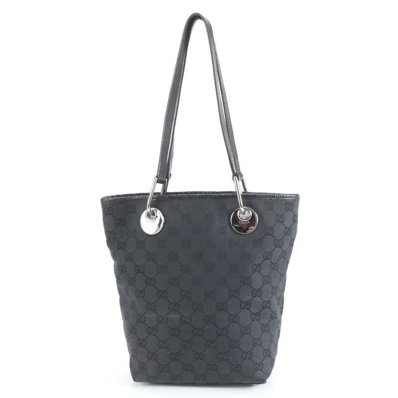 Gucci GG Canvas Eclipse 120840 Leather Tote Bag Shoulder Black Women's ERE