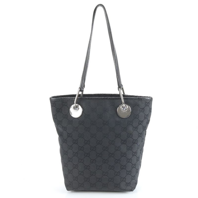 Gucci GG Canvas Eclipse 120840 Leather Tote Bag Shoulder Black Women's ERE