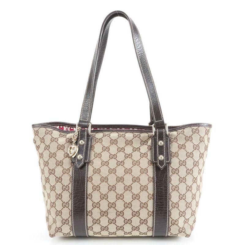 Gucci GG Canvas Leather Tote Bag Shoulder Brown Gold Hardware 170898 Women's
