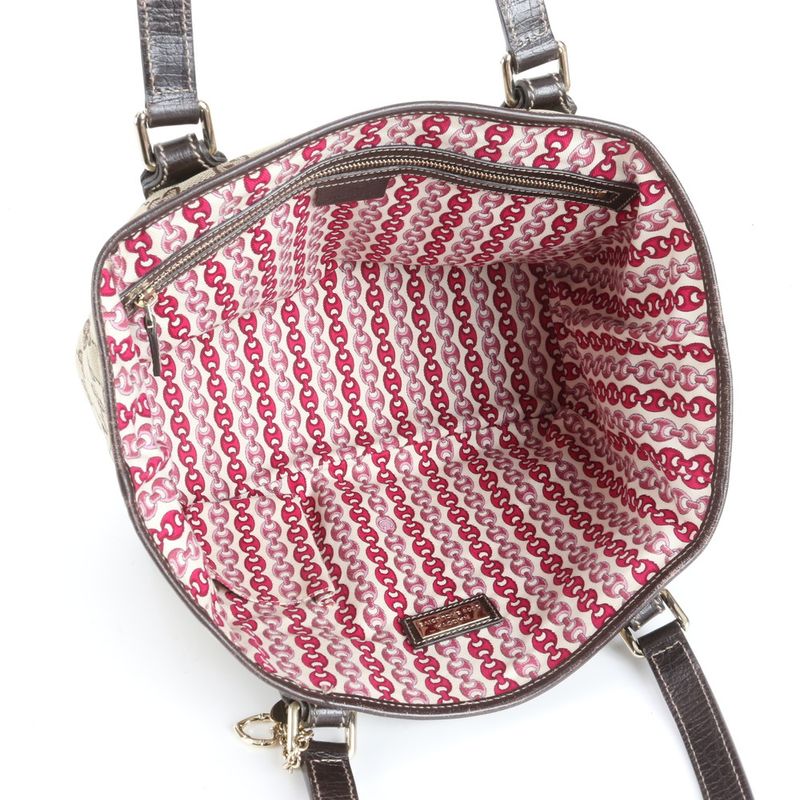 Gucci GG Canvas Leather Tote Bag Shoulder Brown Gold Hardware 170898 Women's