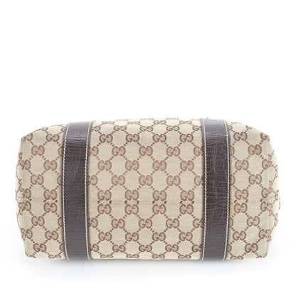 Gucci GG Canvas Leather Tote Bag Shoulder Brown Gold Hardware 170898 Women's