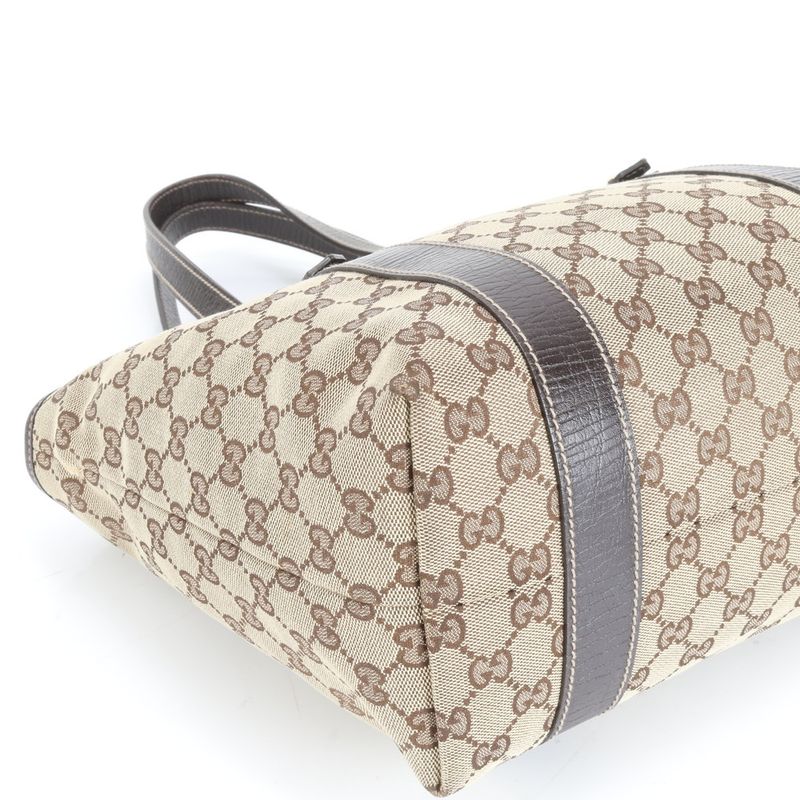 Gucci GG Canvas Leather Tote Bag Shoulder Brown Gold Hardware 170898 Women's