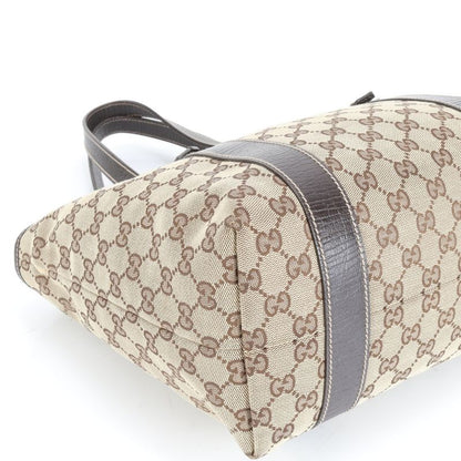 Gucci GG Canvas Leather Tote Bag Shoulder Brown Gold Hardware 170898 Women's