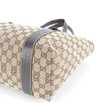 Gucci GG Canvas Leather Tote Bag Shoulder Brown Gold Hardware 170898 Women's