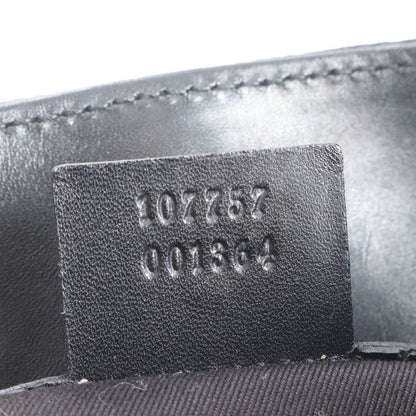 Gucci GG Canvas 107757 Leather Tote Bag Shoulder Black Silver Hardware Women's