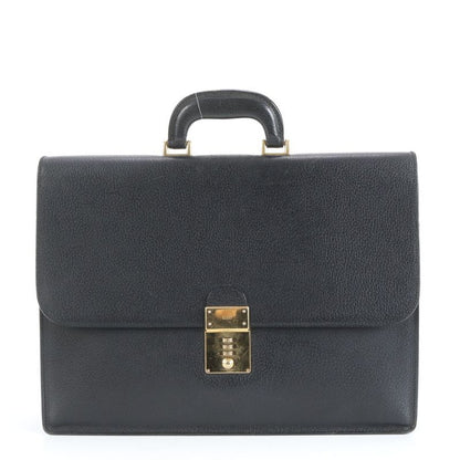 Gucci Leather Business Bag Document Bag Briefcase Tote Commuter Black Gold