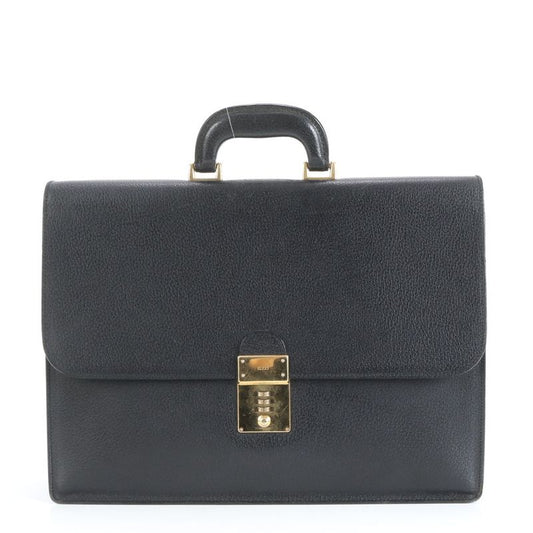 Gucci Leather Business Bag Document Bag Briefcase Tote Commuter Black Gold