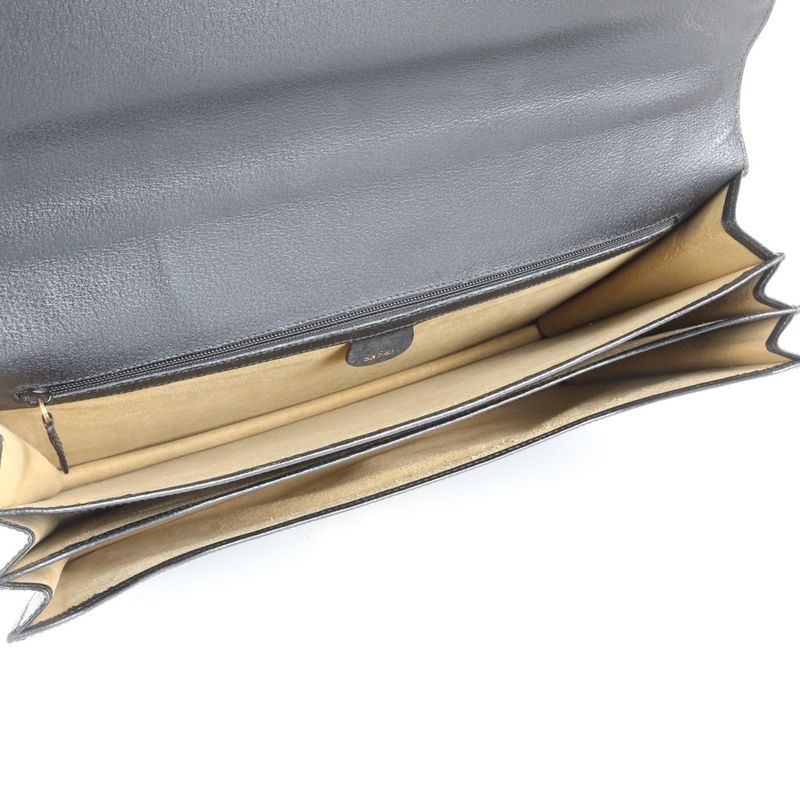 Gucci Leather Business Bag Document Bag Briefcase Tote Commuter Black Gold