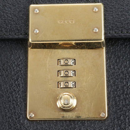 Gucci Leather Business Bag Document Bag Briefcase Tote Commuter Black Gold