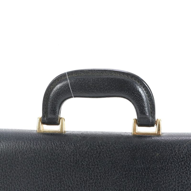 Gucci Leather Business Bag Document Bag Briefcase Tote Commuter Black Gold
