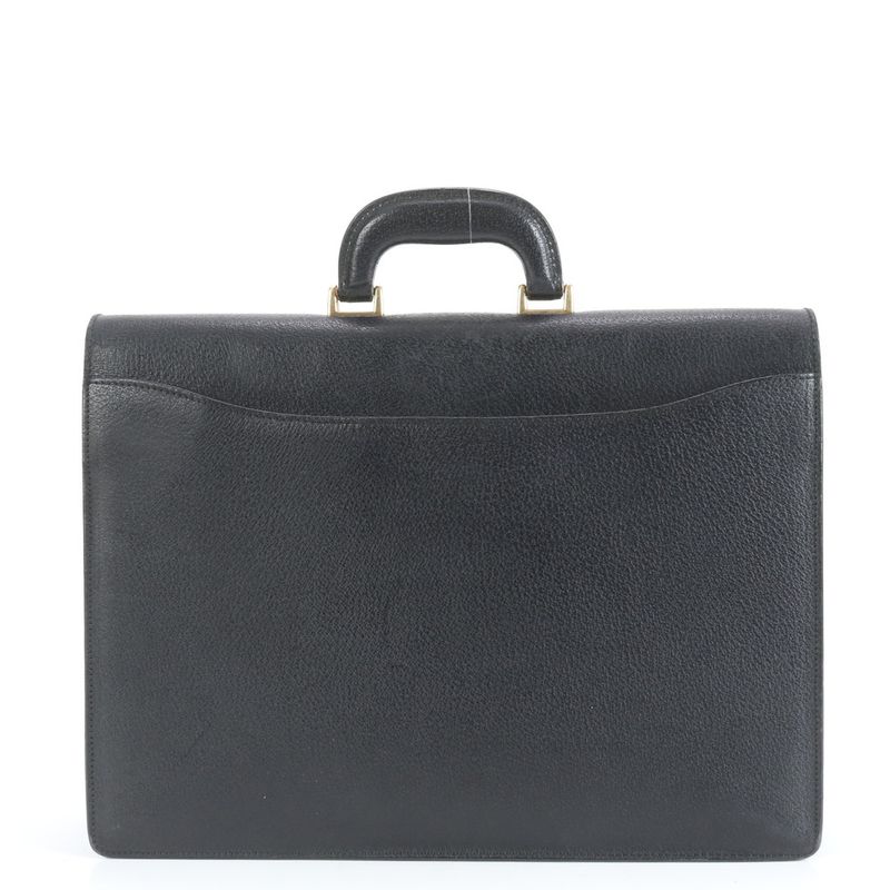 Gucci Leather Business Bag Document Bag Briefcase Tote Commuter Black Gold