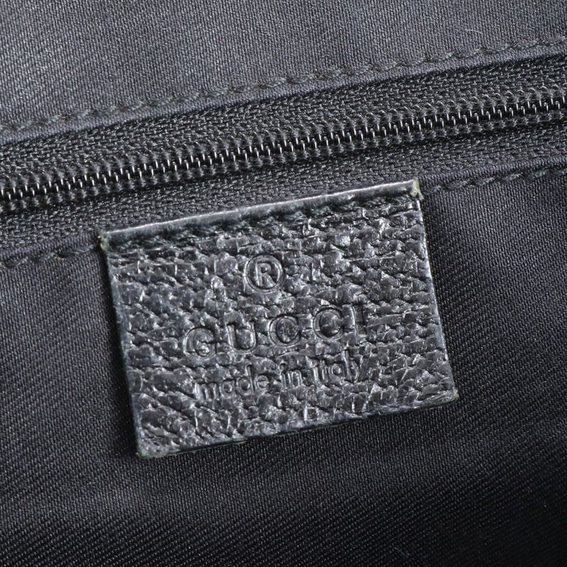 Gucci GG Canvas 203419 Leather Tote Bag Hand Black Silver Hardware A4 Ladies