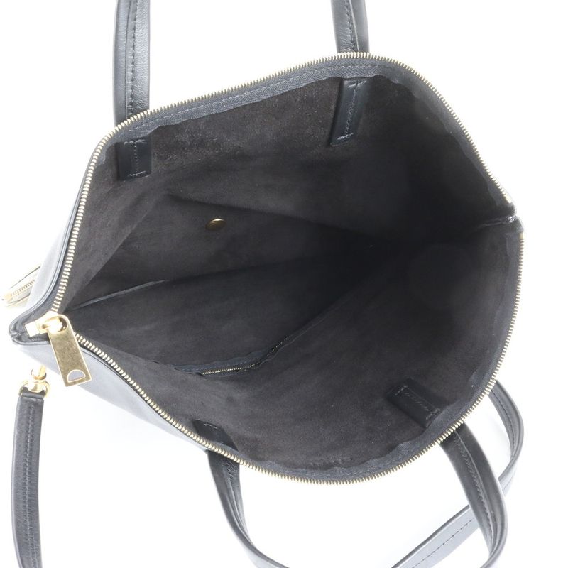 Celine Leather 2WAY Folding Tote Bag Shoulder Clutch Black White A4 Ladies EUE