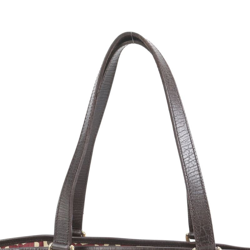 Gucci GG Canvas Sherry Line Charm 157396 Leather Tote Bag Hand Brown Ladies ERE