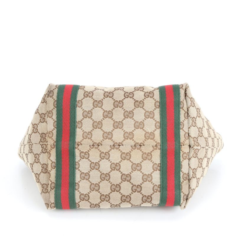 Gucci GG Canvas Sherry Line Charm 157396 Leather Tote Bag Hand Brown Ladies ERE