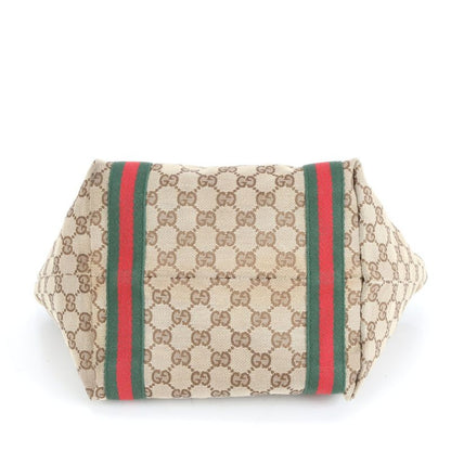 Gucci GG Canvas Sherry Line Charm 157396 Leather Tote Bag Hand Brown Ladies ERE