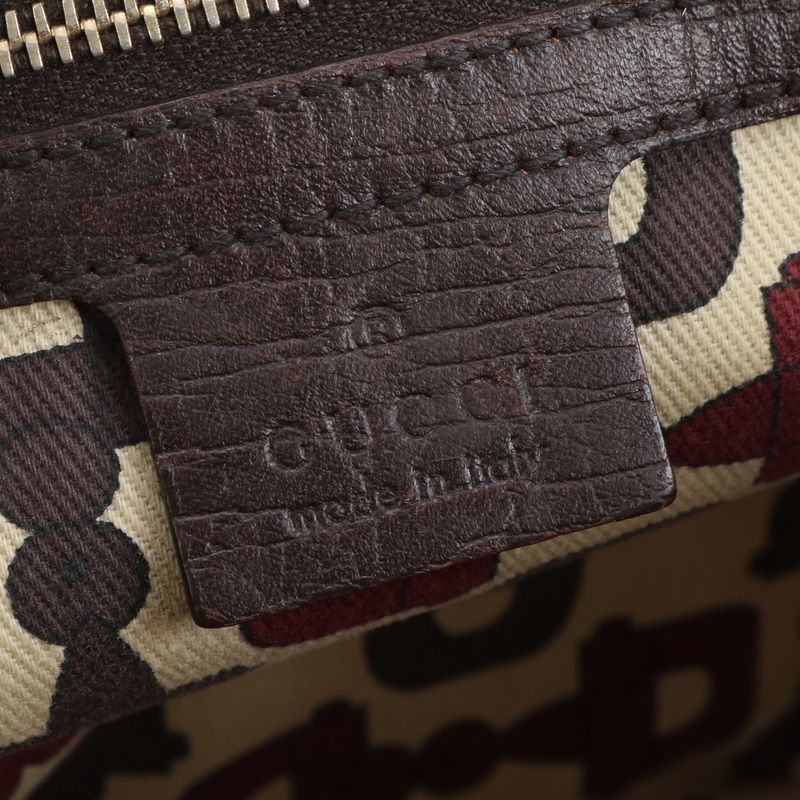 Gucci GG Canvas Sherry Line Charm 157396 Leather Tote Bag Hand Brown Ladies ERE