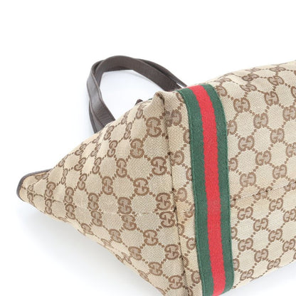 Gucci GG Canvas Sherry Line Charm 157396 Leather Tote Bag Hand Brown Ladies ERE