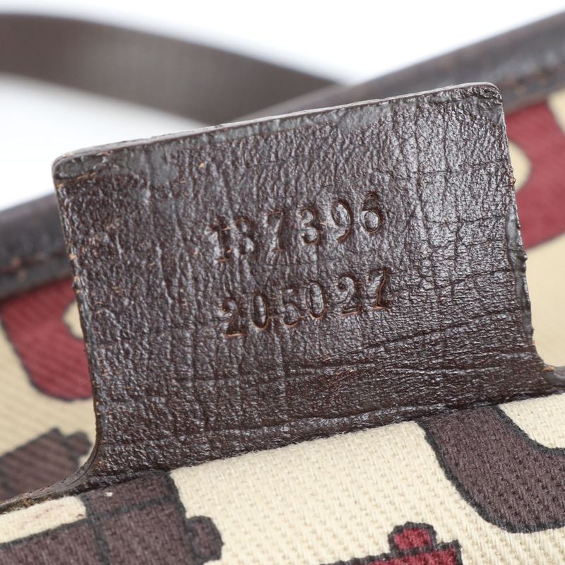 Gucci GG Canvas Sherry Line Charm 157396 Leather Tote Bag Hand Brown Ladies ERE