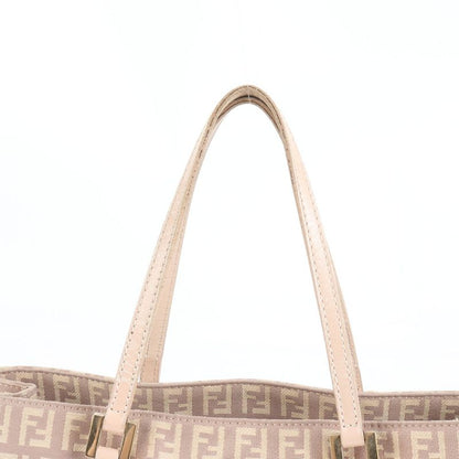 Fendi Zucchino Leather Tote Bag Shoulder Gold Hardware Beige 8bh132 Genuine