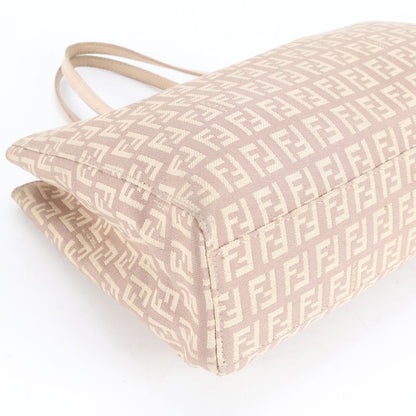 Fendi Zucchino Leather Tote Bag Shoulder Gold Hardware Beige 8bh132 Genuine