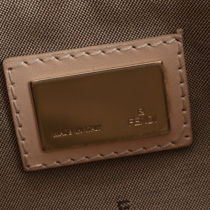 Fendi Zucchino Leather Tote Bag Shoulder Gold Hardware Beige 8bh132 Genuine