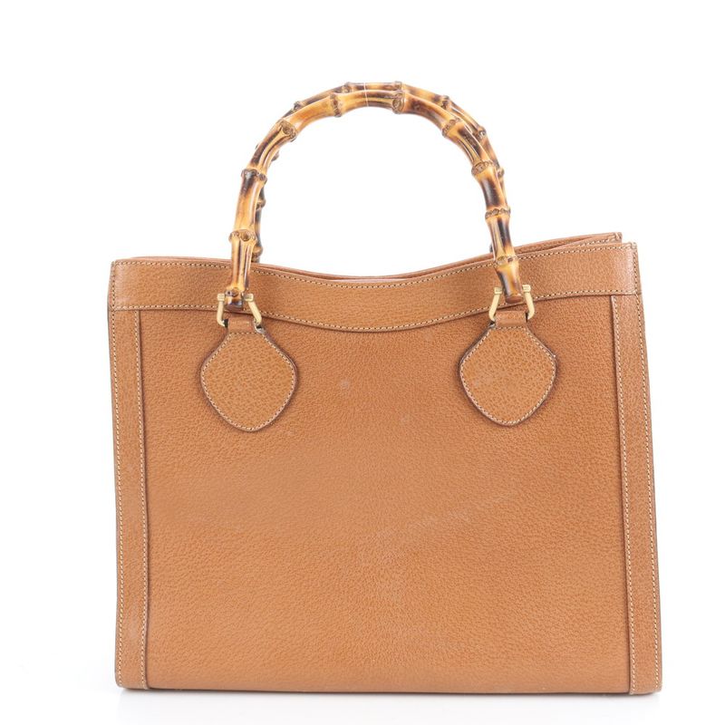Vintage Gucci Bamboo Leather Tote Bag Hand Brown Gold Hardware 002 1186 A4