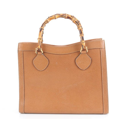 Vintage Gucci Bamboo Leather Tote Bag Hand Brown Gold Hardware 002 1186 A4
