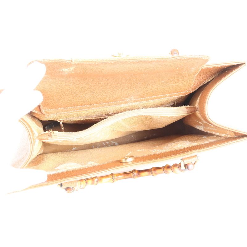 Vintage Gucci Bamboo Leather Tote Bag Hand Brown Gold Hardware 002 1186 A4