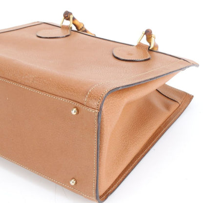 Vintage Gucci Bamboo Leather Tote Bag Hand Brown Gold Hardware 002 1186 A4