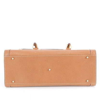 Vintage Gucci Bamboo Leather Tote Bag Hand Brown Gold Hardware 002 1186 A4