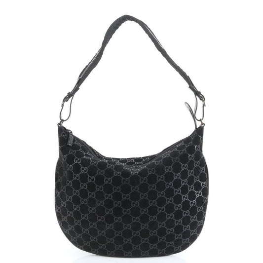 Gucci GG Suede Leather Shoulder Bag Shoulder One Shoulder Hobo Black 001 1206