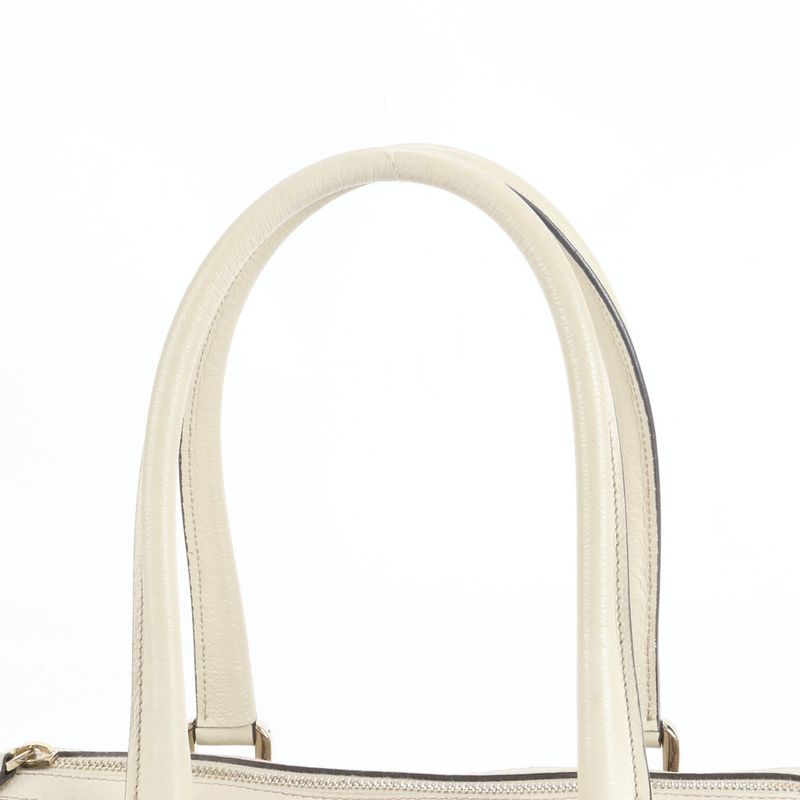 Gucci GG Canvas Abby Leather Handbag Mini Boston Tote 180942 Silver Hardware