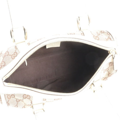 Gucci GG Canvas Abby Leather Handbag Mini Boston Tote 180942 Silver Hardware