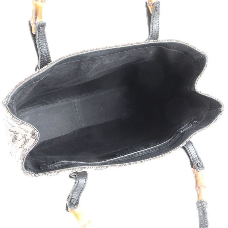 Gucci GG Canvas Bamboo 112530 Leather Tote Bag Shoulder Hand A4 Brown Ladies