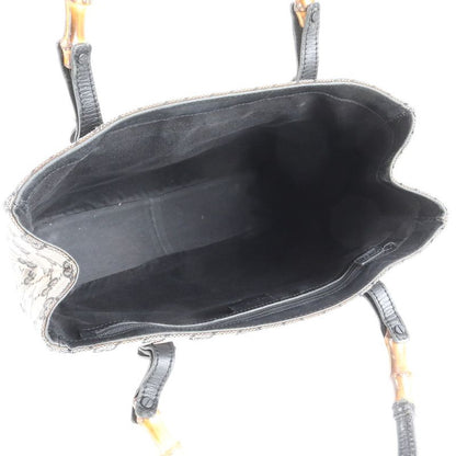 Gucci GG Canvas Bamboo 112530 Leather Tote Bag Shoulder Hand A4 Brown Ladies