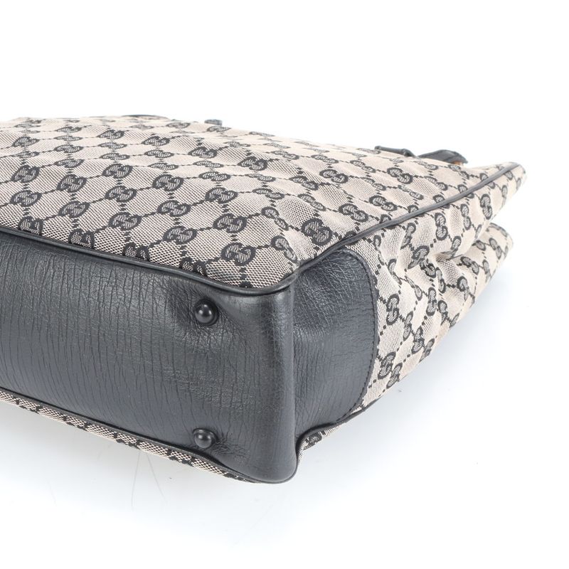 Gucci GG Canvas Bamboo 112530 Leather Tote Bag Shoulder Hand A4 Brown Ladies