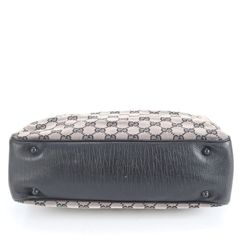 Gucci GG Canvas Bamboo 112530 Leather Tote Bag Shoulder Hand A4 Brown Ladies