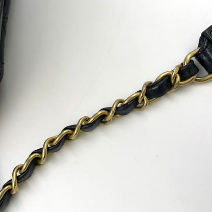 Chanel Coco Mark Waist Pouch Serial No 30 Leather Black Body Bag Gold