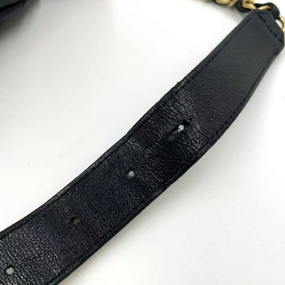 Chanel Coco Mark Waist Pouch Serial No 30 Leather Black Body Bag Gold