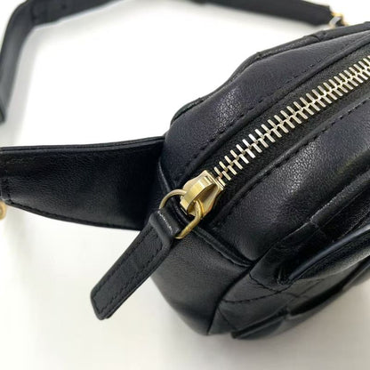Chanel Coco Mark Waist Pouch Serial No 30 Leather Black Body Bag Gold