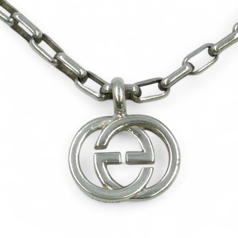Gucci Interlocking G Logo Ag925 Silver Necklace