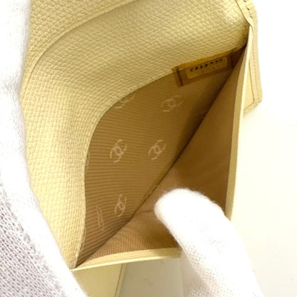 Chanel Coco Button Serial No 9 Leather Off-white Card Case Gold