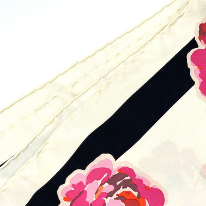 Chanel Camellia-patterned Silk Off-white Scarf
