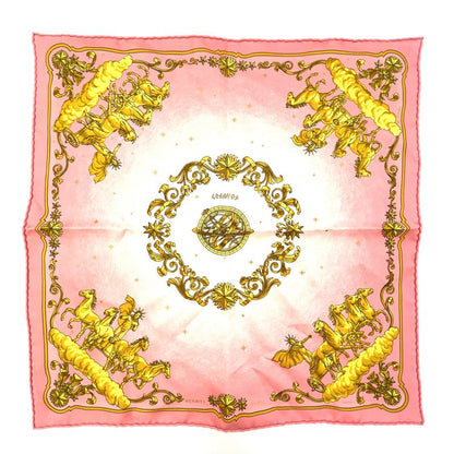 Hermes Mini Carré Petit Carré Carriage-print Silk Pink Scarf